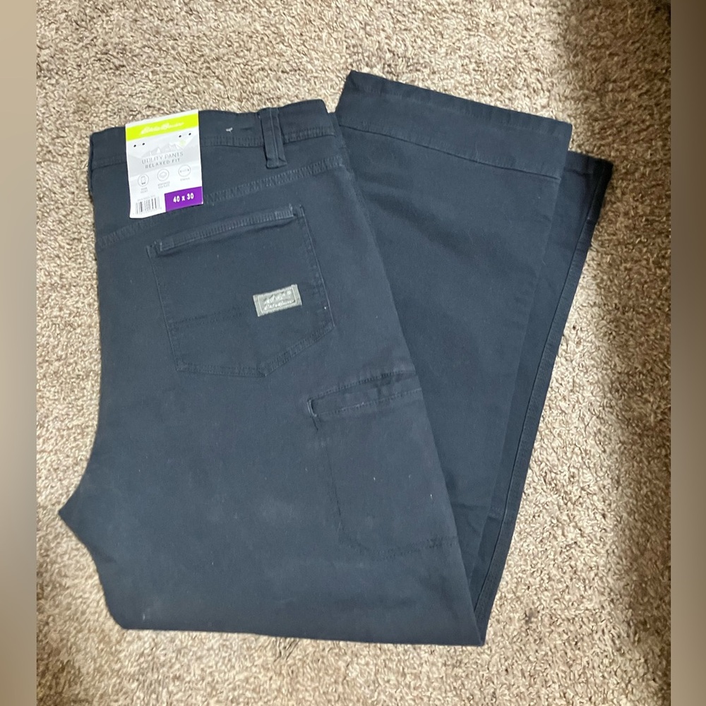 Eddie Bauer Black Chinos Straight-Leg Cotton Blend